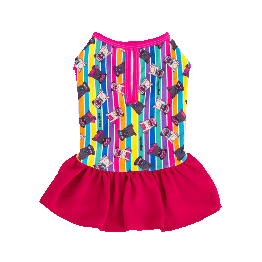 Pugs n Stripes Pink Dress