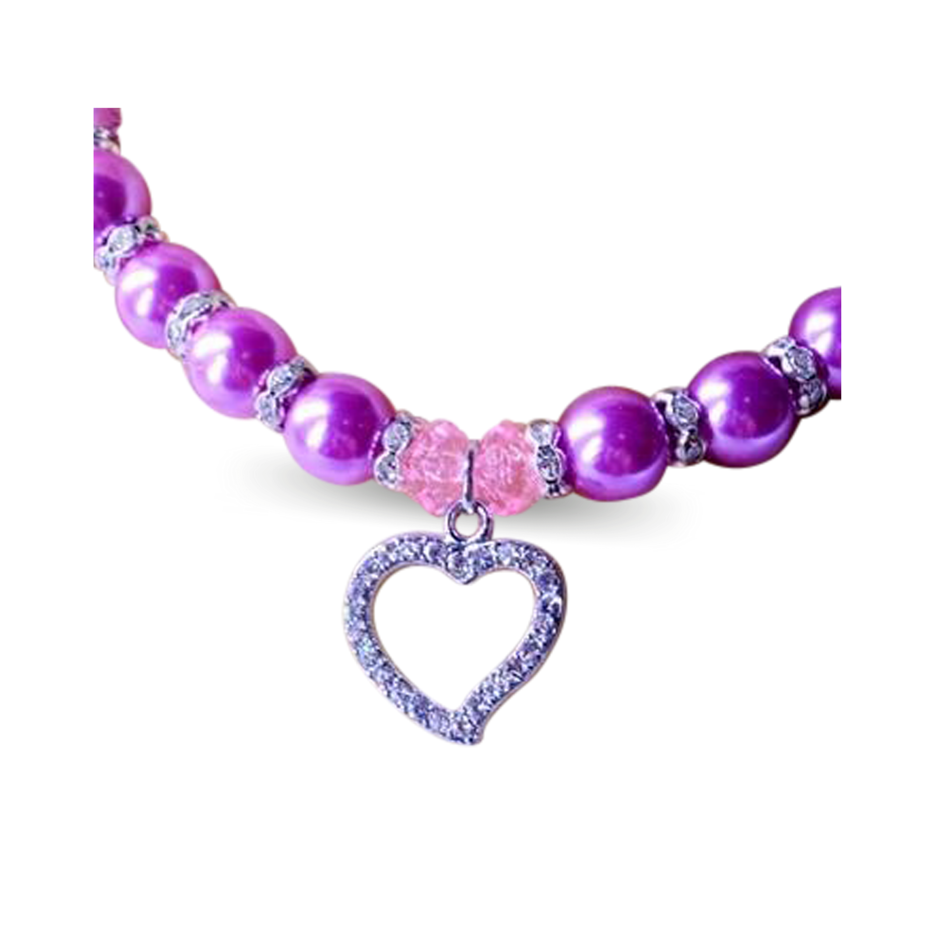 Pearl Pug Necklace with Rhinestone Pendant