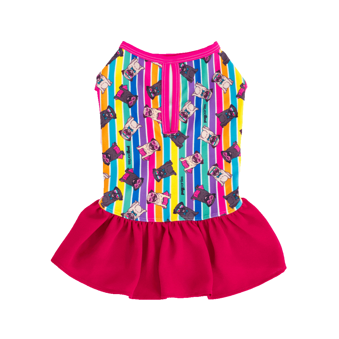 Pugs n Stripes Pink Dress