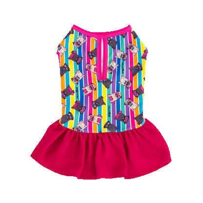 Pugs n Stripes Pink Dress