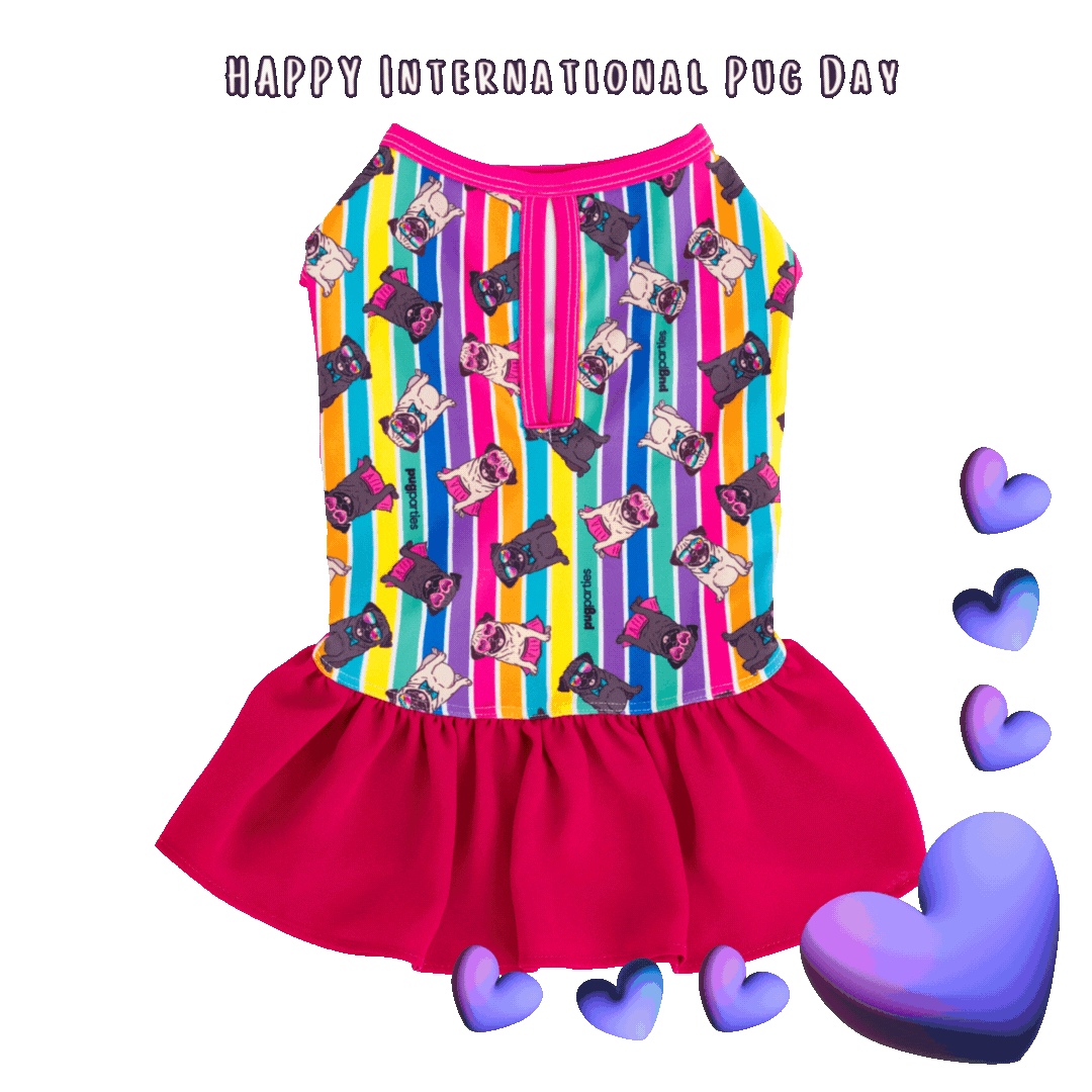 Pugs n Stripes Pink Dress