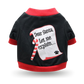 Soft cotton black t-shirt with ribbing collar, arm and waist bands with "Dear Santa, Let me explain ..." screen printed motif
