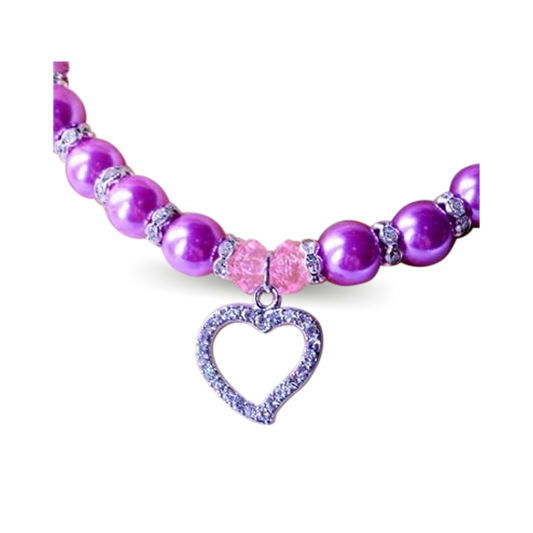 Pearl Pug Necklace with Rhinestone Pendant