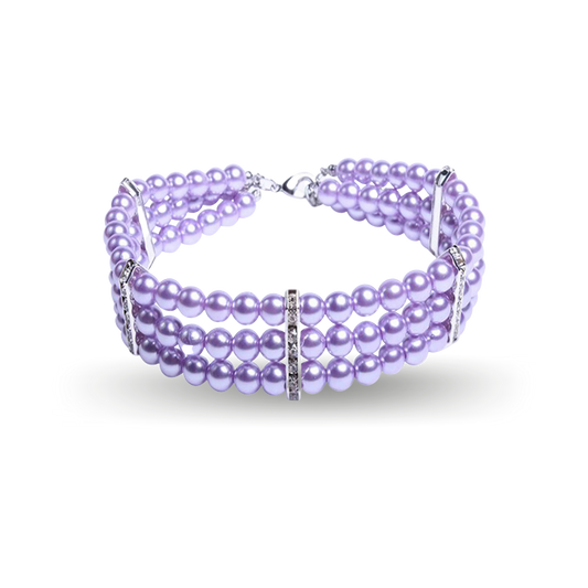 Three Rows of Pearls Pug Necklace