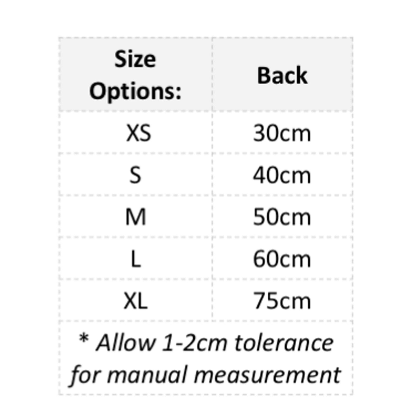 A size chart for the blue super absorbent microfibre bathrobe for a pug