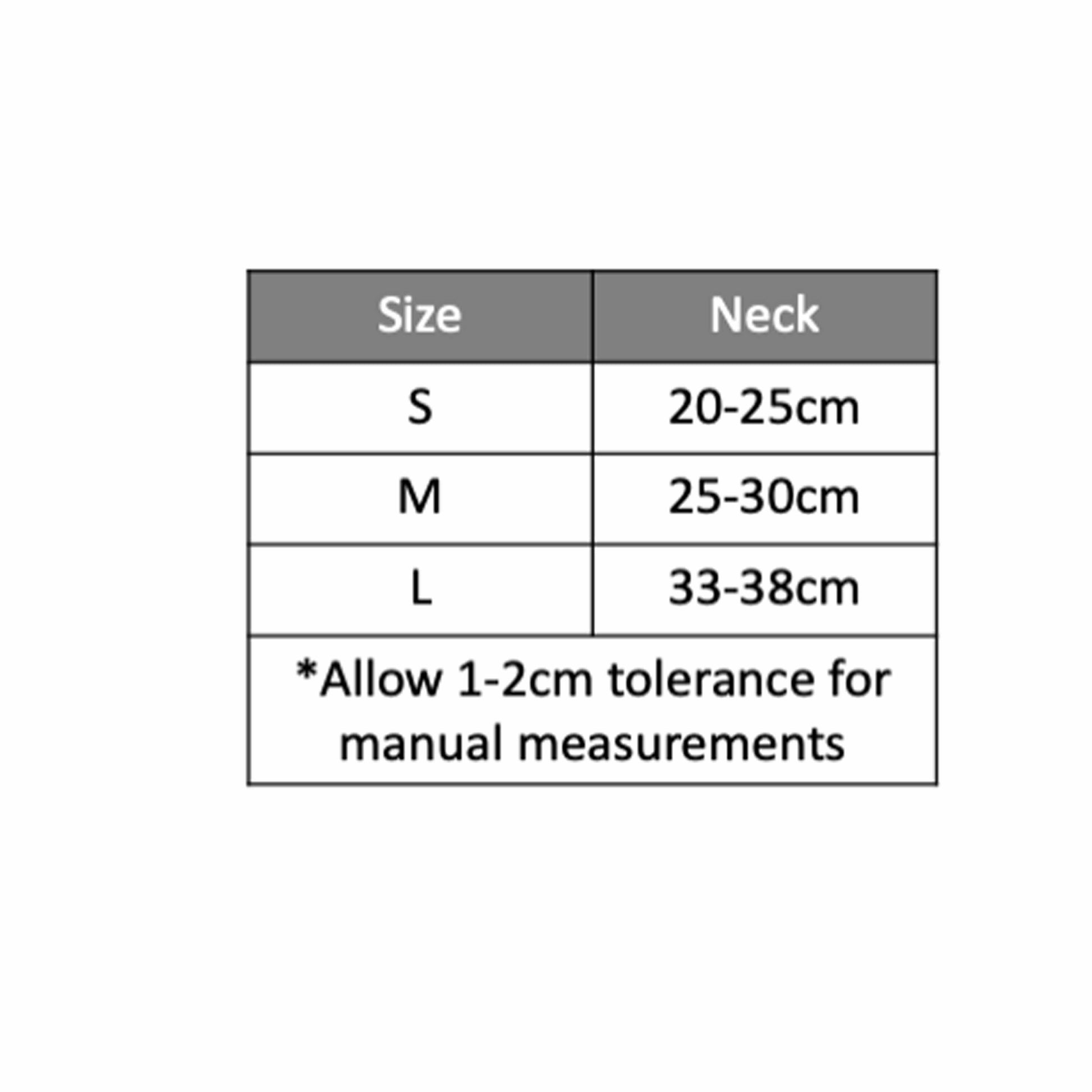 A size chart for the Satellite Rhinestone Jewelled Necklace